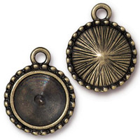 Beaded 12mm Rivoli Bezel, Oxidized Brass Plate, 20 per Pack