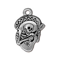 Guitaro Charm, Antiqued Silver Plate, 20 per Pack