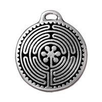 Labyrinth Pendant, Antiqued Silver Plate, 10 per Pack