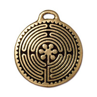 Labyrinth Pendant, Antiqued Gold Plate, 10 per Pack