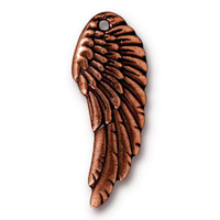 Left Angel Wing Charm, Antiqued Copper Plate, 20 per Pack
