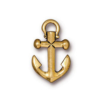 Anchor Charm, Antiqued Gold Plate, 20 per Pack