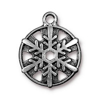 Snowflake Charm, Antiqued Silver Plate, 20 per Pack