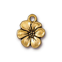 Apple Blossom Charm, Antiqued Gold Plate, 20 per Pack