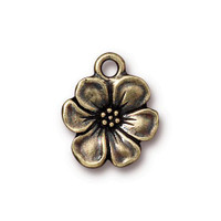 Apple Blossom Charm, Oxidized Brass Plate, 20 per Pack