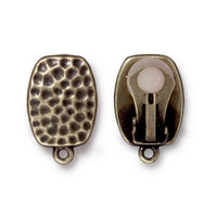 Hammertone Clip-on Earring, Oxidized Brass Plate, 6 per Pack