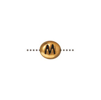 M Alphabet Bead, Antiqued Gold Plate, 20 per Pack