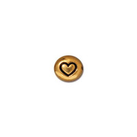 Heart Symbol Bead, Antiqued Gold Plate, 20 per Pack
