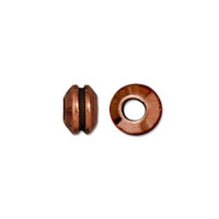 Grooved 8mm Large Hole Bead, Antiqued Copper Plate, 20 per Pack