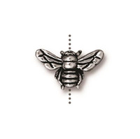 Honeybee Bead, Antiqued Silver Plate, 20 per Pack