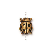 Ladybug Bead, Antiqued Gold Plate, 20 per Pack