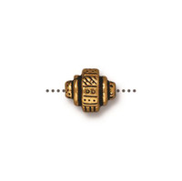 Woven Barrel Bead, Antiqued Gold Plate, 20 per Pack