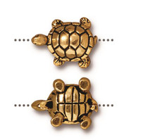 Turtle Bead, Antiqued Gold Plate, 20 per Pack