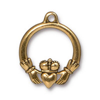 Claddagh Pendant, Antiqued Gold Plate, 20 per Pack