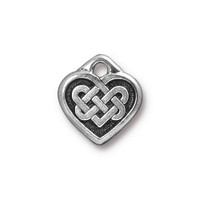 Celtic Heart Charm, Antiqued Silver Plate, 20 per Pack