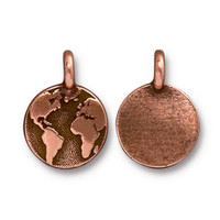 Earth Charm, Antiqued Copper Plate, 20 per Pack