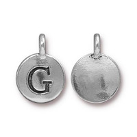 G Alphabet Charm, Antiqued Silver Plate, 10 per Pack