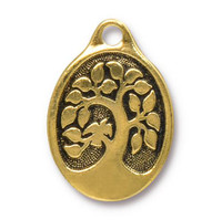 Clearance: Bird In A Tree Pendant, Antiqued Gold Plate, 10 per Pack