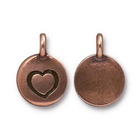 Heart Charm, Antiqued Copper Plate, 20 per Pack