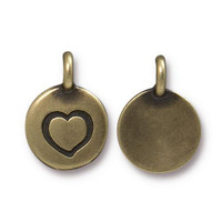 Heart Charm, Oxidized Brass Plate, 20 per Pack