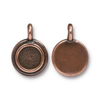 SS34 Stepped Bezel Charm, Antiqued Copper Plate, 20 per Pack