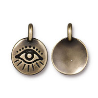 Evil Eye Charm, Oxidized Brass Plate, 20 per Pack