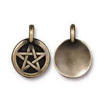 Pentagram Charm, Oxidized Brass Plate, 20 per Pack