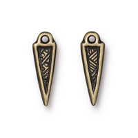 Woven Spike Charm, Oxidized Brass Plate, 20 per Pack