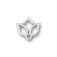 Open Lotus Charm, Antiqued Silver Plate, 20 per Pack