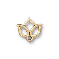 Open Lotus Charm, Antiqued Gold Plate, 20 per Pack