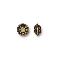 Dotted 7mm Spacer Bead, Antiqued Gold Plate, 100 per Pack