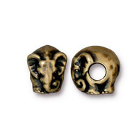 Elephant Euro Bead, Oxidized Brass Plate, 20 per Pack