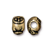 Owl Euro Bead, Oxidized Brass Plate, 20 per Pack