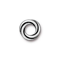 Twisted 12mm Spacer Bead, Antiqued Silver Plate, 20 per Pack