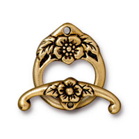 Floral Clasp Set, Antiqued Gold Plate, 10 per Pack