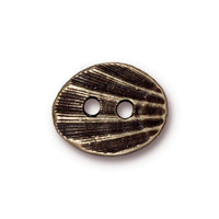 Oval Shell Button, Oxidized Brass Plate, 20 per Pack