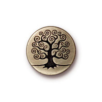 Tree of Life Button, Oxidized Brass Plate, 20 per Pack