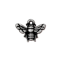 Honeybee Charm, Antiqued Silver Plate, 20 per Pack