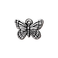 Monarch Butterfly Charm, Antiqued Silver Plate, 20 per Pack