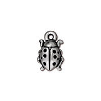 Ladybug Charm, Antiqued Silver Plate, 20 per Pack