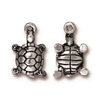 Turtle Charm, Antiqued Silver Plate, 20 per Pack