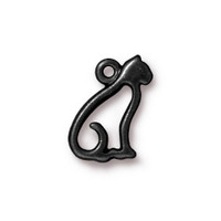 Open Cat Charm, Oxidized Black Pewter, 20 per Pack