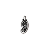 Paisley Charm, Antiqued Silver Plate, 20 per Pack