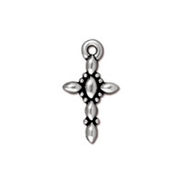 Decorative Cross Charm, Antiqued Silver Plate, 20 per Pack