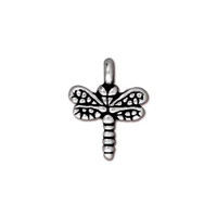 Small Dragonfly Charm, Antiqued Silver Plate, 20 per Pack