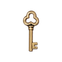 Key Charm, Antiqued Gold Plate, 20 per Pack