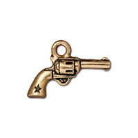 Six Shooter Charm, Antiqued Gold Plate, 20 per Pack