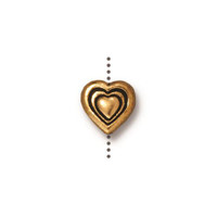 Heart Bead, Antiqued Gold Plate, 20 per Pack