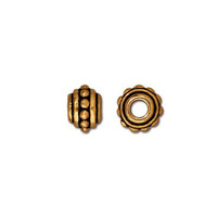 Beaded 7mm Large Hole Bead, Antiqued Gold Plate, 20 per Pack