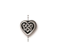 Celtic Heart Bead, Antiqued Silver Plate, 20 per Pack